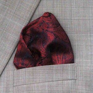 Gascoigne Pocket Square Red Blue Paisley B7R Men's